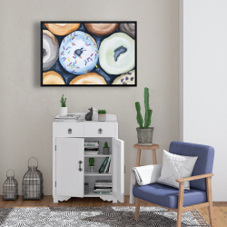 Framed 24 x 36 - Watercolor doughtnuts with icing
