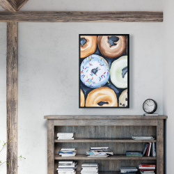 Framed 24 x 36 - Watercolor doughtnuts with icing