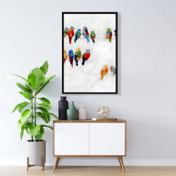 Encadré 24 x 36 - Oiseaux colorés sur des fils