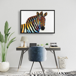 Framed 24 x 36 - Colorful profile view of a zebra
