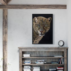 Framed 24 x 36 - Realistic fierce leopard