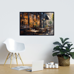 Framed 24 x 36 - Street corner cafe