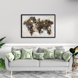 Framed 24 x 36 - Abstract world map with typography