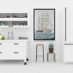 Framed 24 x 36 - Ship by a cloudy day