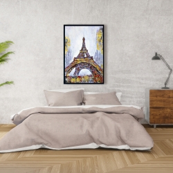 Framed 24 x 36 - Abstract paint splash eiffel tower