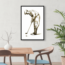 Framed 24 x 36 - Illustration of a concentrated golfer