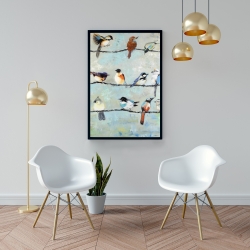 Framed 24 x 36 - Small colorful birds