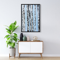 Framed 24 x 36 - Birches on a blue background