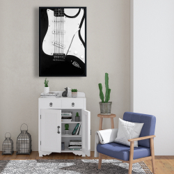 Framed 24 x 36 - Black electric guitar