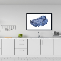 Encadré 24 x 36 - Plume bleue à l'aquarelle