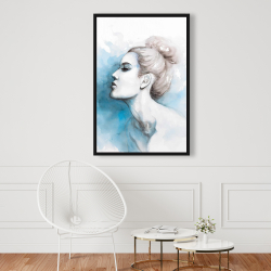 Encadré 24 x 36 - Vue de profil abstraite d'une femme à l'aquarelle