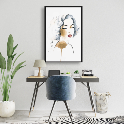 Framed 24 x 36 - Classic woman watercolor