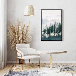 Framed 24 x 36 - Mountains landscape in watercolor