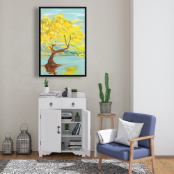Encadré 24 x 36 - Paysage de printemps avec arbre dans un lac