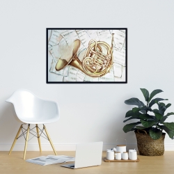 Framed 24 x 36 - Horn on music sheet