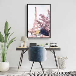 Framed 24 x 36 - Paris & eiffel scene