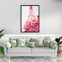 Framed 24 x 36 - Pink eiffel tower