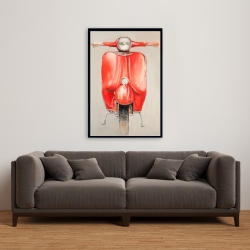 Framed 24 x 36 - Small red moped