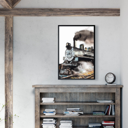 Framed 24 x 36 - Vintage steam train