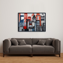 Framed 24 x 36 - Geometric urban landscape