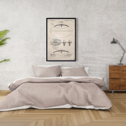Framed 24 x 36 - Beige blueprint of a foot ball