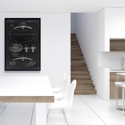 Framed 24 x 36 - Black blueprint of a foot ball