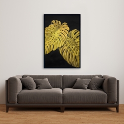 Encadré 24 x 36 - Feuille monstera doré