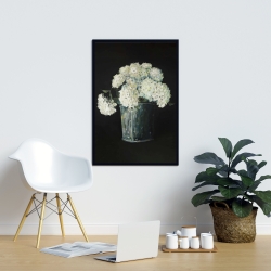 Framed 24 x 36 - White hydrangea flowers