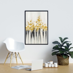 Framed 24 x 36 - Abstract gold flowers 
