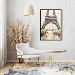 Framed 24 x 36 - Eiffel tower with flying birds