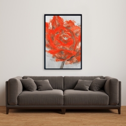 Framed 24 x 36 - Abstract red flower