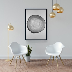 Framed 24 x 36 - Grayscale round wood log