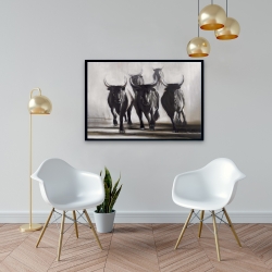 Framed 24 x 36 - Running fierce bulls