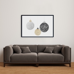 Framed 24 x 36 - Three christmas balls