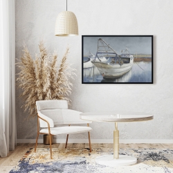 Encadré 24 x 36 - Bateau de pêche bleu