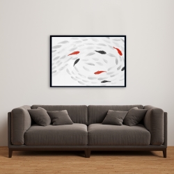 Framed 24 x 36 - Swimming fish swirl