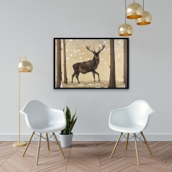 Framed 24 x 36 - Roe deer in a winter landscape