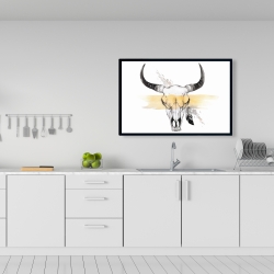 Framed 24 x 36 - Cow skull with feather