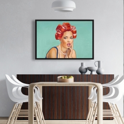 Framed 24 x 36 - Pin up girl with curlers
