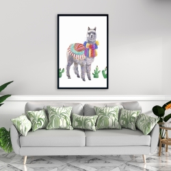 Framed 24 x 36 - Traditional peruvian lama
