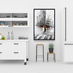 Framed 24 x 36 - Greyish flatiron building