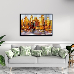 Framed 24 x 36 - Orange buildings