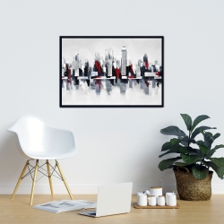 Encadré 24 x 36 - Paysage urbain gris et rouge