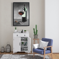 Framed 24 x 36 - Bottle of burgundy
