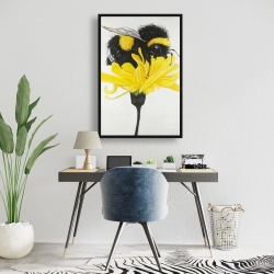 Framed 24 x 36 - Bumblebee on a dandelion