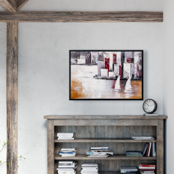 Framed 24 x 36 - Sailboats and urban city