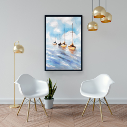 Framed 24 x 36 - Sailboats in the sea
