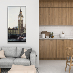 Framed 24 x 48 - Big ben clock elizabeth tower in london