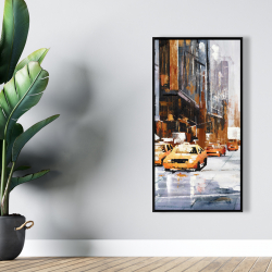 Framed 24 x 48 - Big city street with yellow taxi