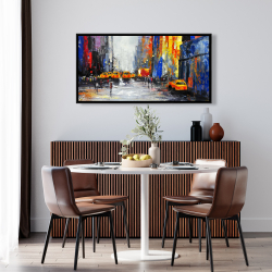 Framed 24 x 48 - Color spotted street with taxis